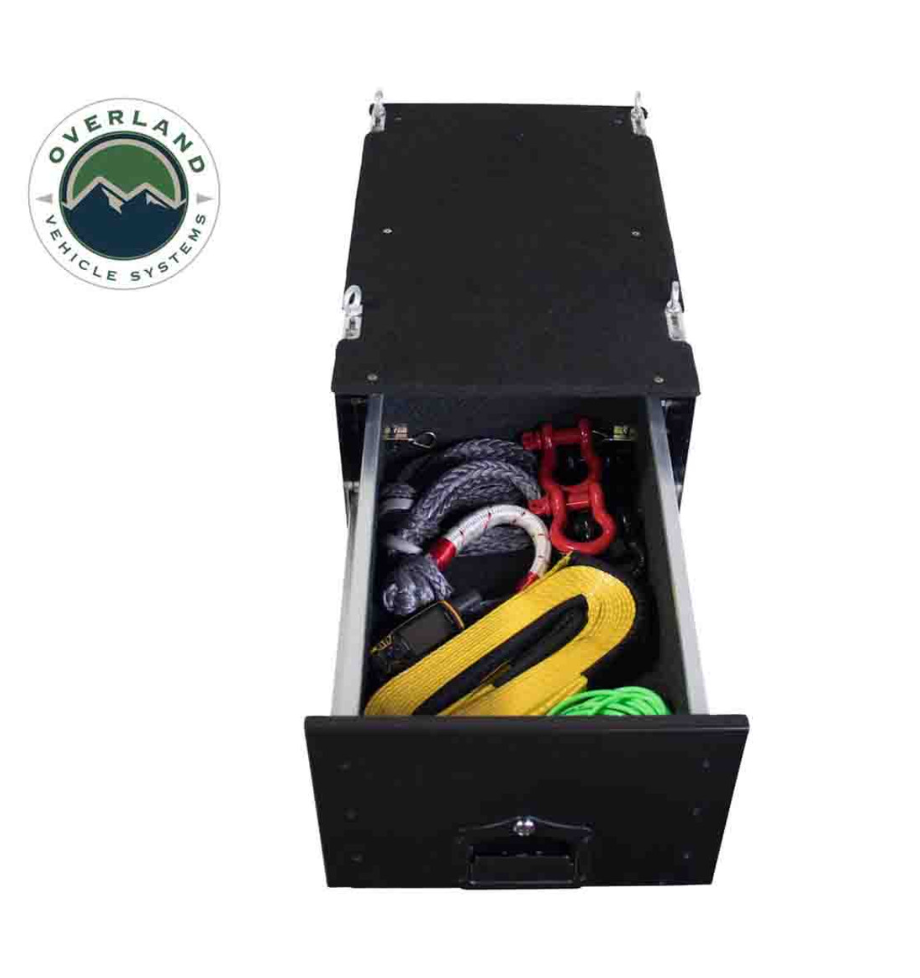 OVERLAND VEHICLE SYSTEMS Cargo Box With Slide Out Drawer Size - Black Powder Coat Universal