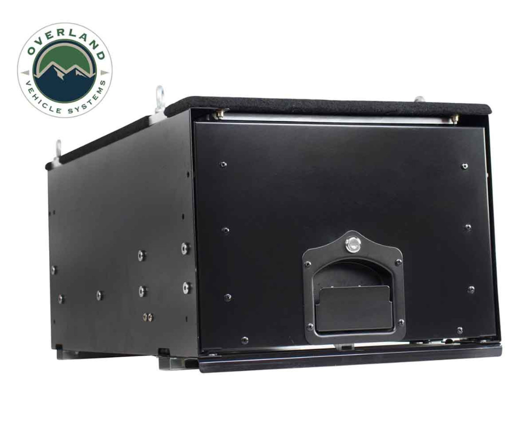 OVERLAND VEHICLE SYSTEMS Cargo Box With Slide Out Drawer Size - Black Powder Coat Universal