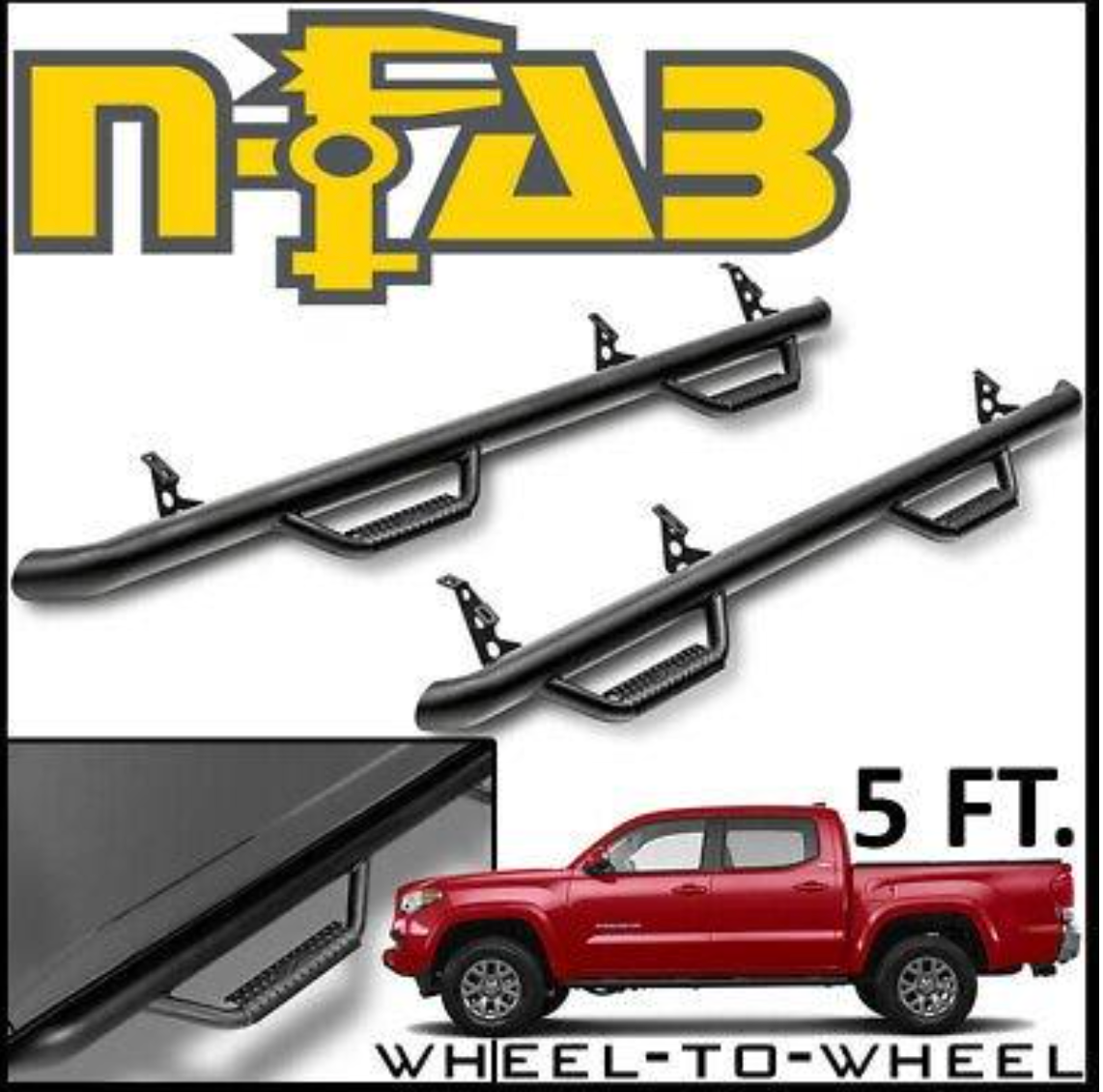 2016-2022 Toyota Tacoma | N-Fab 3 Inch Nerf Steps (Gloss Black)
