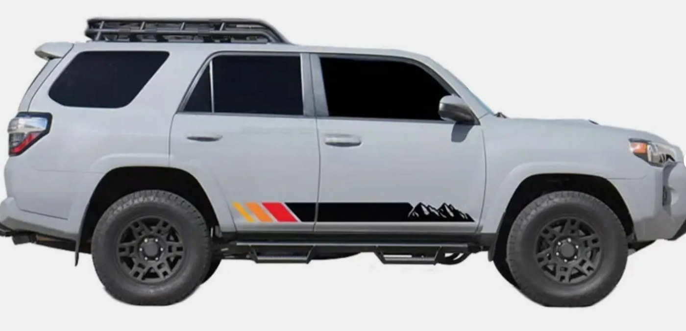 Graphic Side Skirt Stripe Mountain Sticker Kit For Toyota 4Runner Car Door Decal
