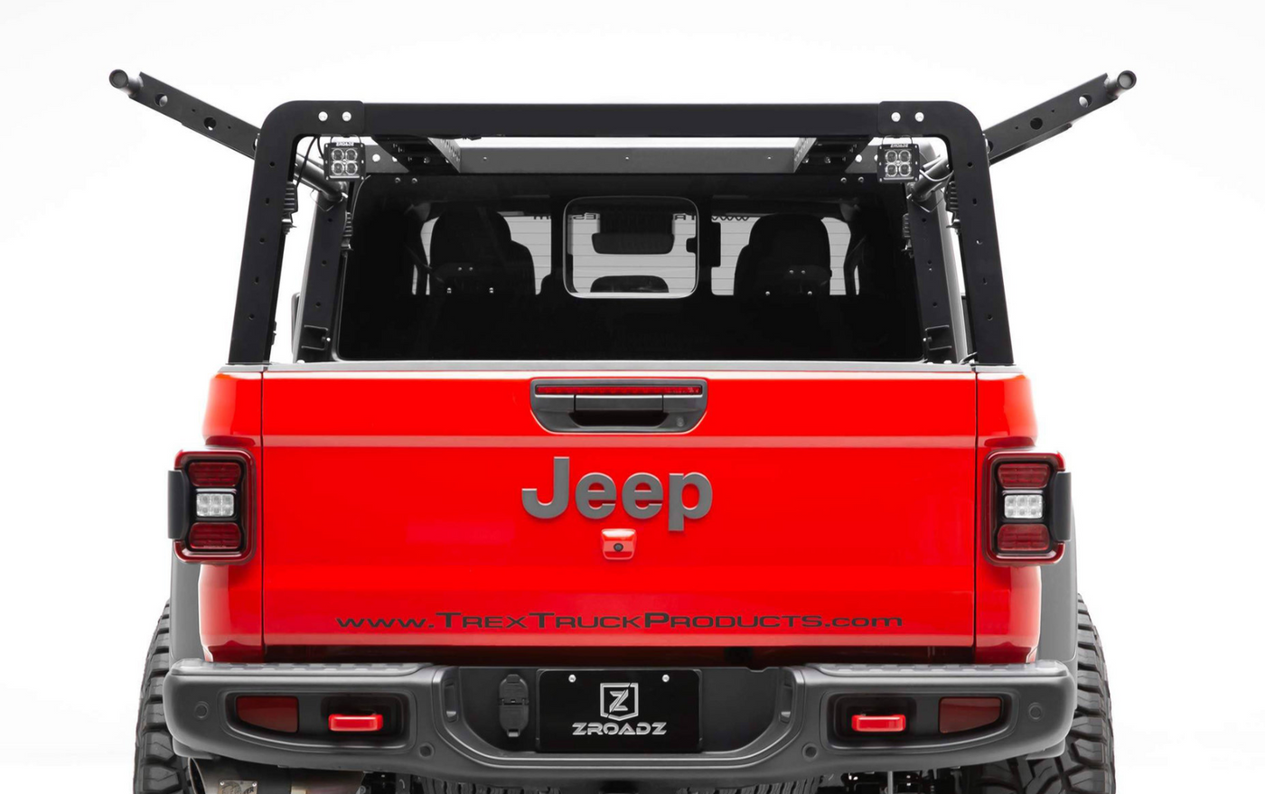 ZROADZ Overland Access Rack With (4) 3 Inch ZROADZ LED Pod Lights for 20-22 Jeep Gladiator JT