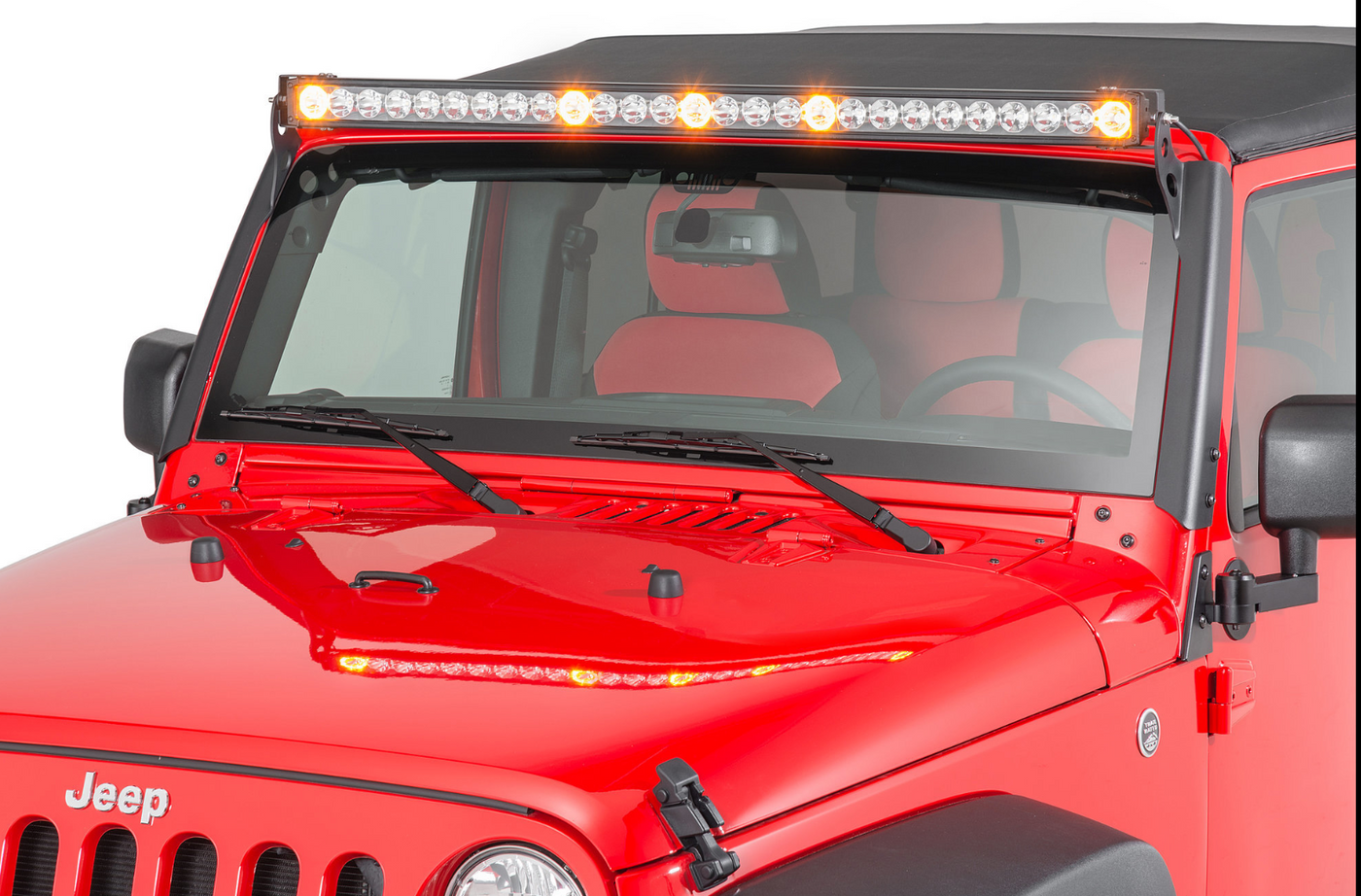 Quadratec J5 LED Light Bar Kit with Windshield Mounting Brackets for 07-18 Jeep Wrangler JK