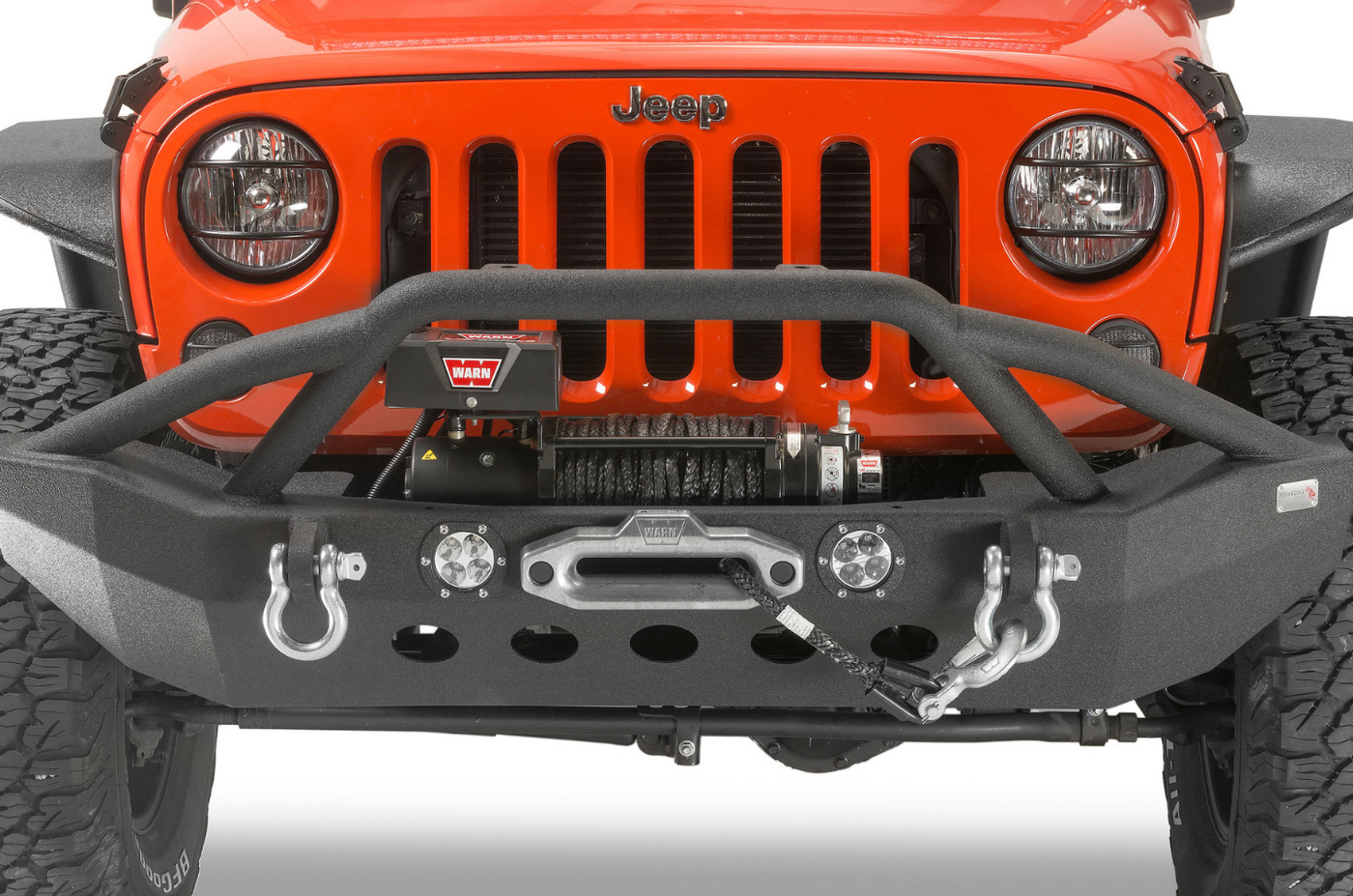 Fishbone Offroad Full Width Front Winch Bumper with LEDs for 07-18 Jeep Wrangler JK