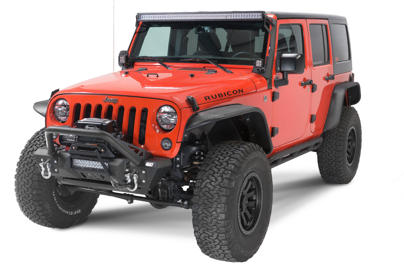 Fishbone Offroad Front Stubby Winch Bumper with Tube Guard for 07-18 Jeep Wrangler JK