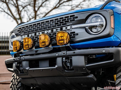 Ford Bronco Front Bumper Light Bracket with 4 Rigid Adapt XP LED Lights by Vivid Racing