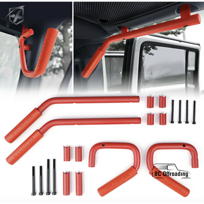 Jeep Wrangler Jk Heavy Duty Front And Rear Roll Bar Grab Bars 2007+ / Red