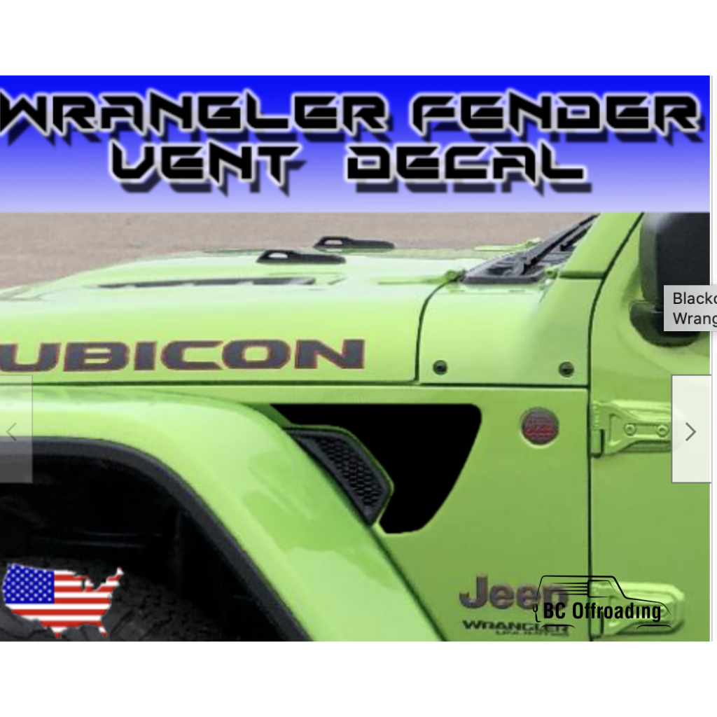 Jeep Wrangler Jl/jt Precut Fender Vent Decals 2018 + Gloss Black