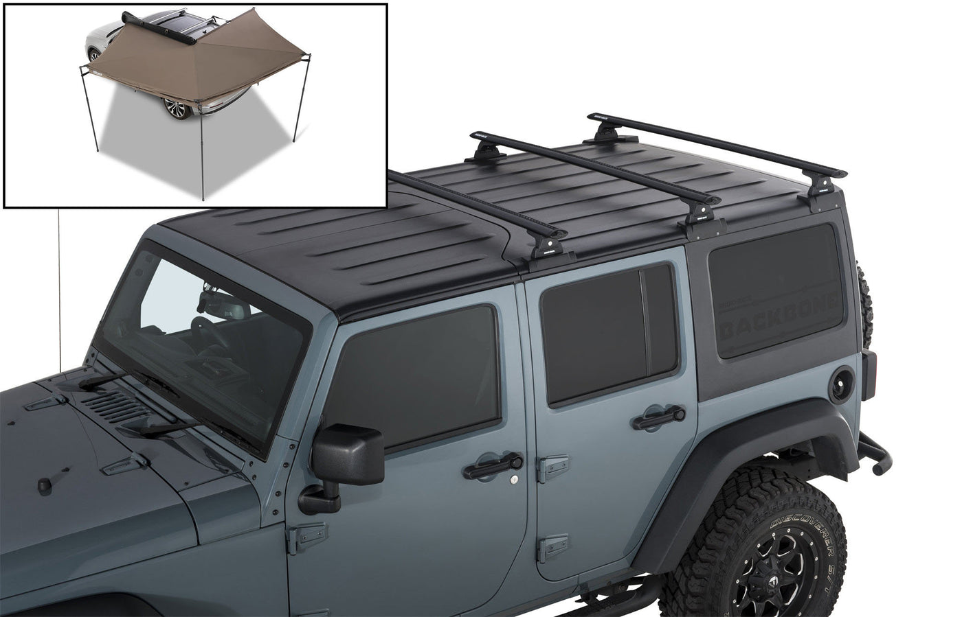 Rhino-Rack Vortex 3-Bar Backbone Roof Rack for 07-18 Jeep Wrangler Unlimited JK Hardtop