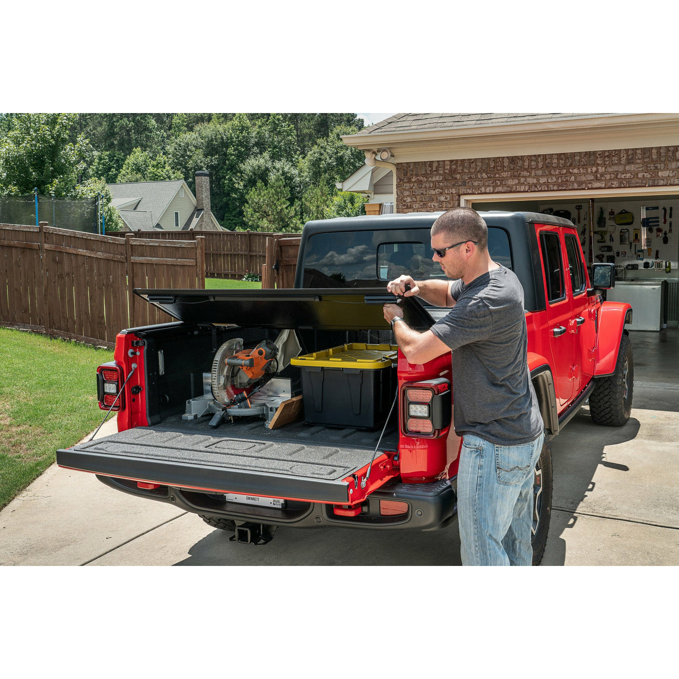 Rugged Ridge Armis Hard Folding Bed Cover with LINE-X for 20-22 Jeep Gladiator JT